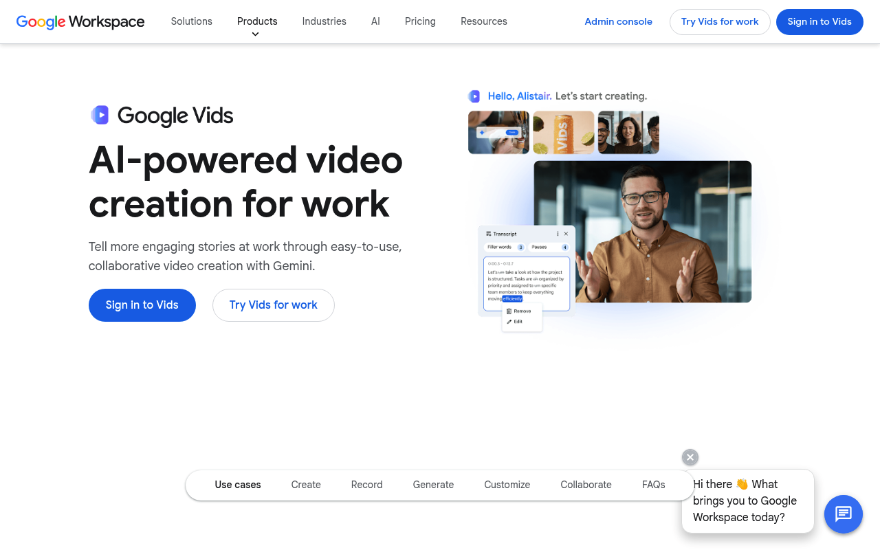 Google Vids screenshot
