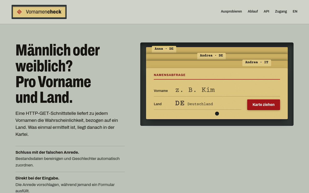 Vornamencheck screenshot