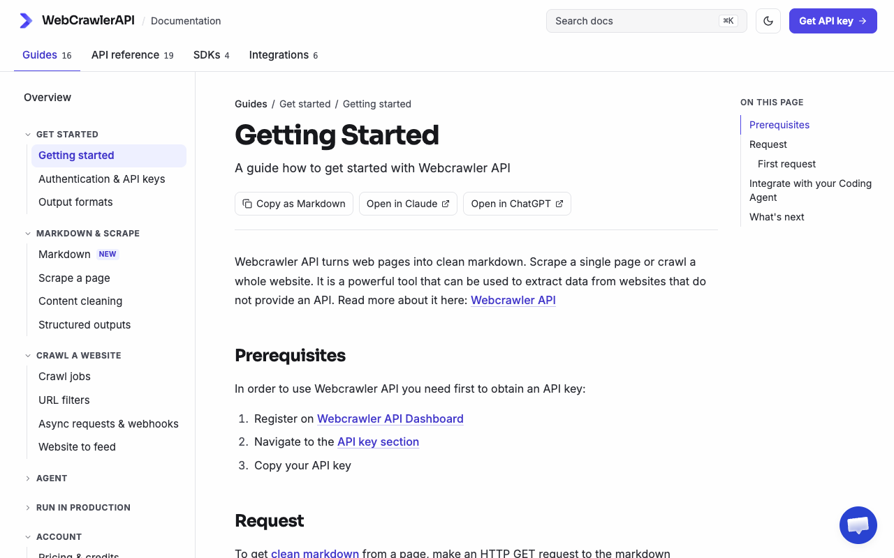 WebCrawlerAPI website screenshot
