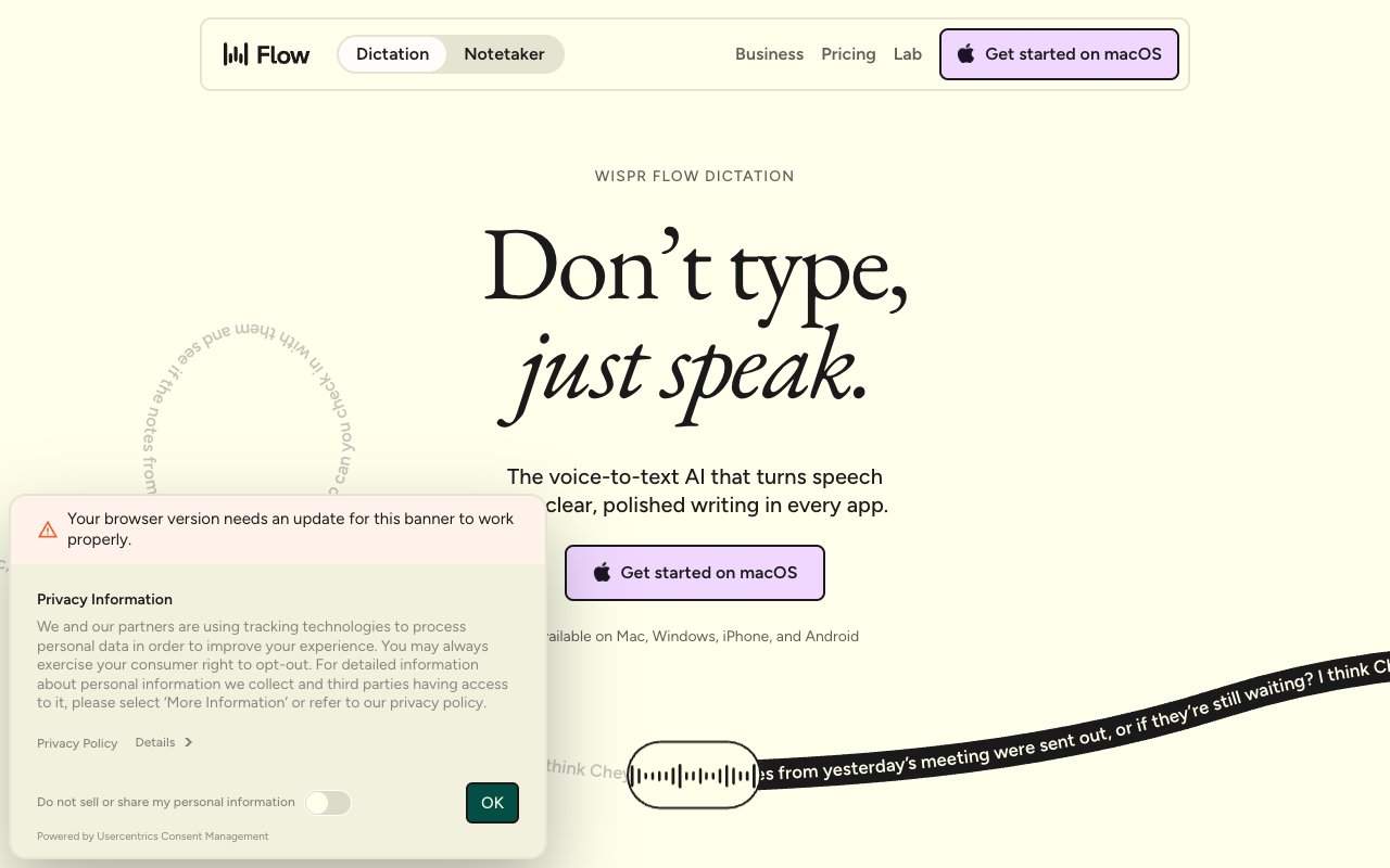Wispr Flow website screenshot