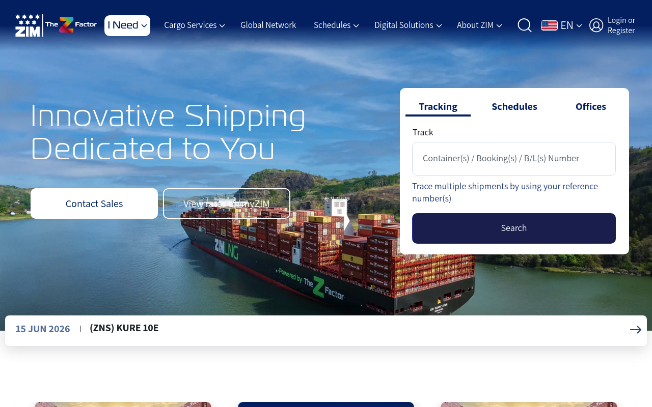 ZIM Integrated Shipping Services screenshot