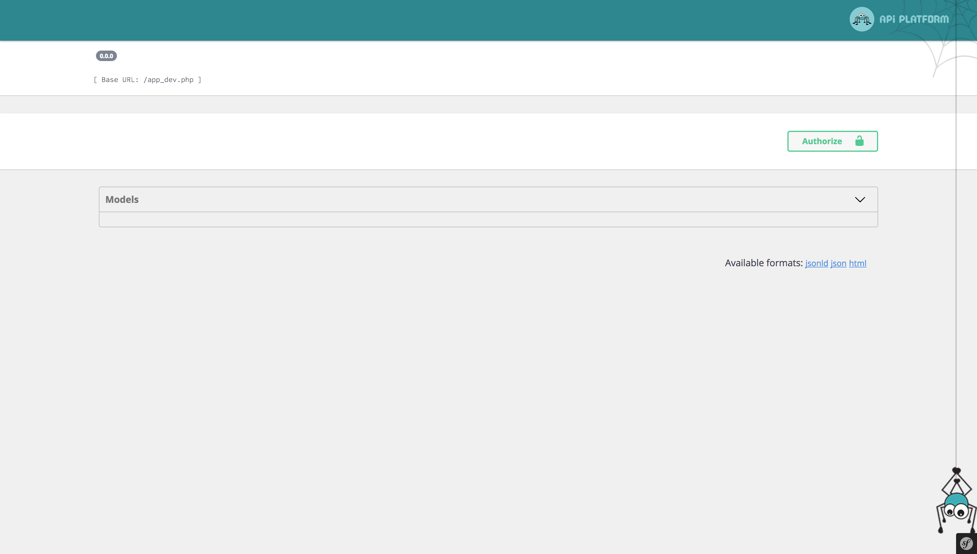 Screenshot of API Platform with Authorize button