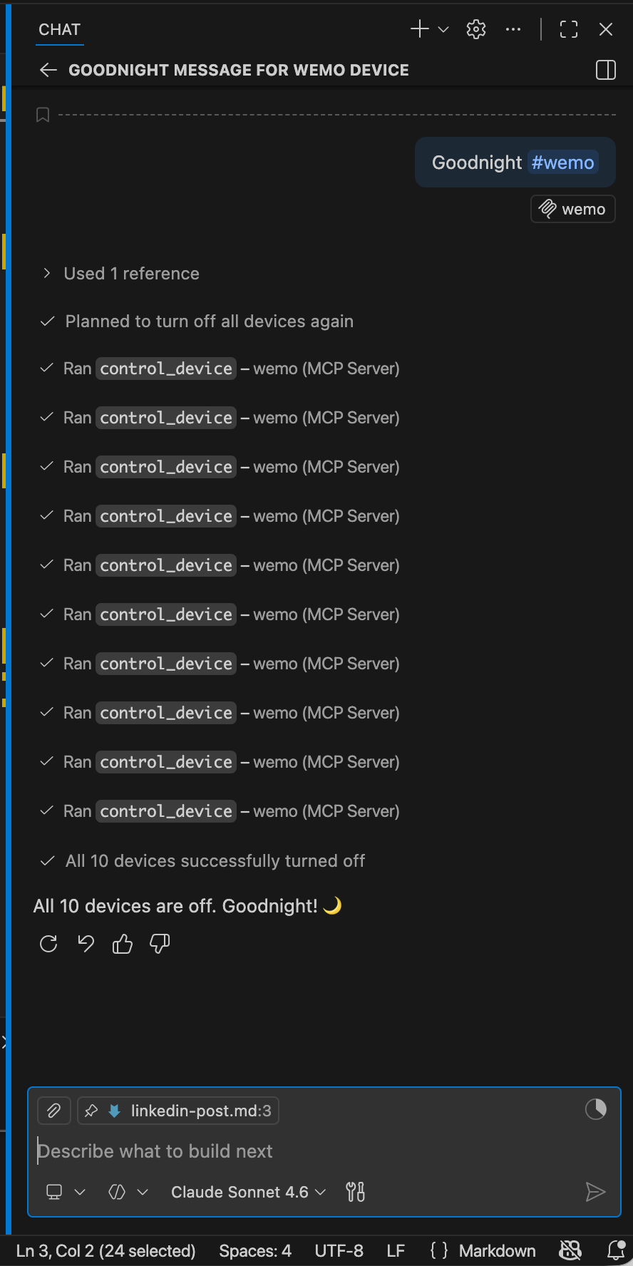 Goodnight scene turns off all devices