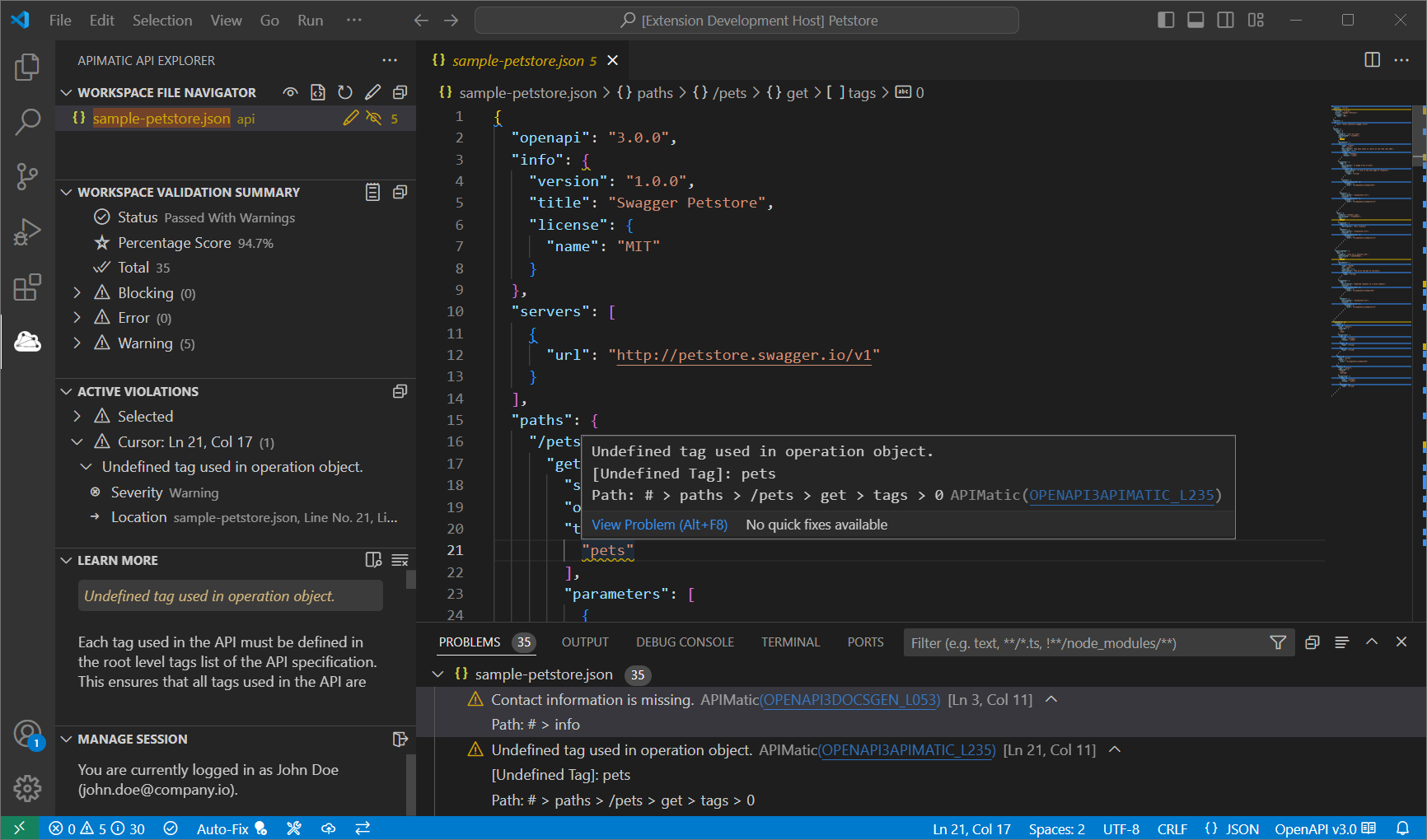 VS Code Extension APIMatic API Explorer