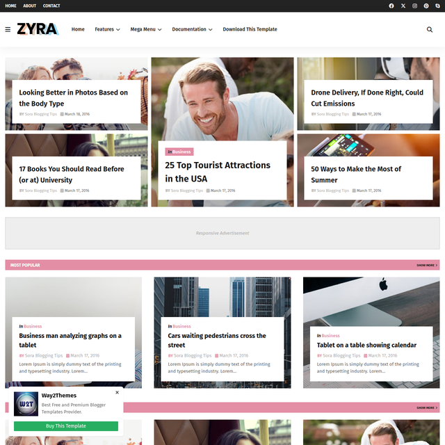 Zyra - Magazine Blogger Template