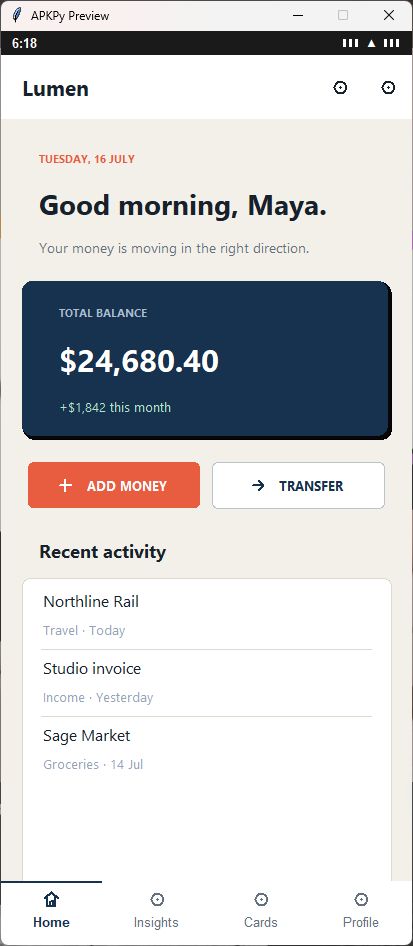 Lumen finance app built with ApkPy