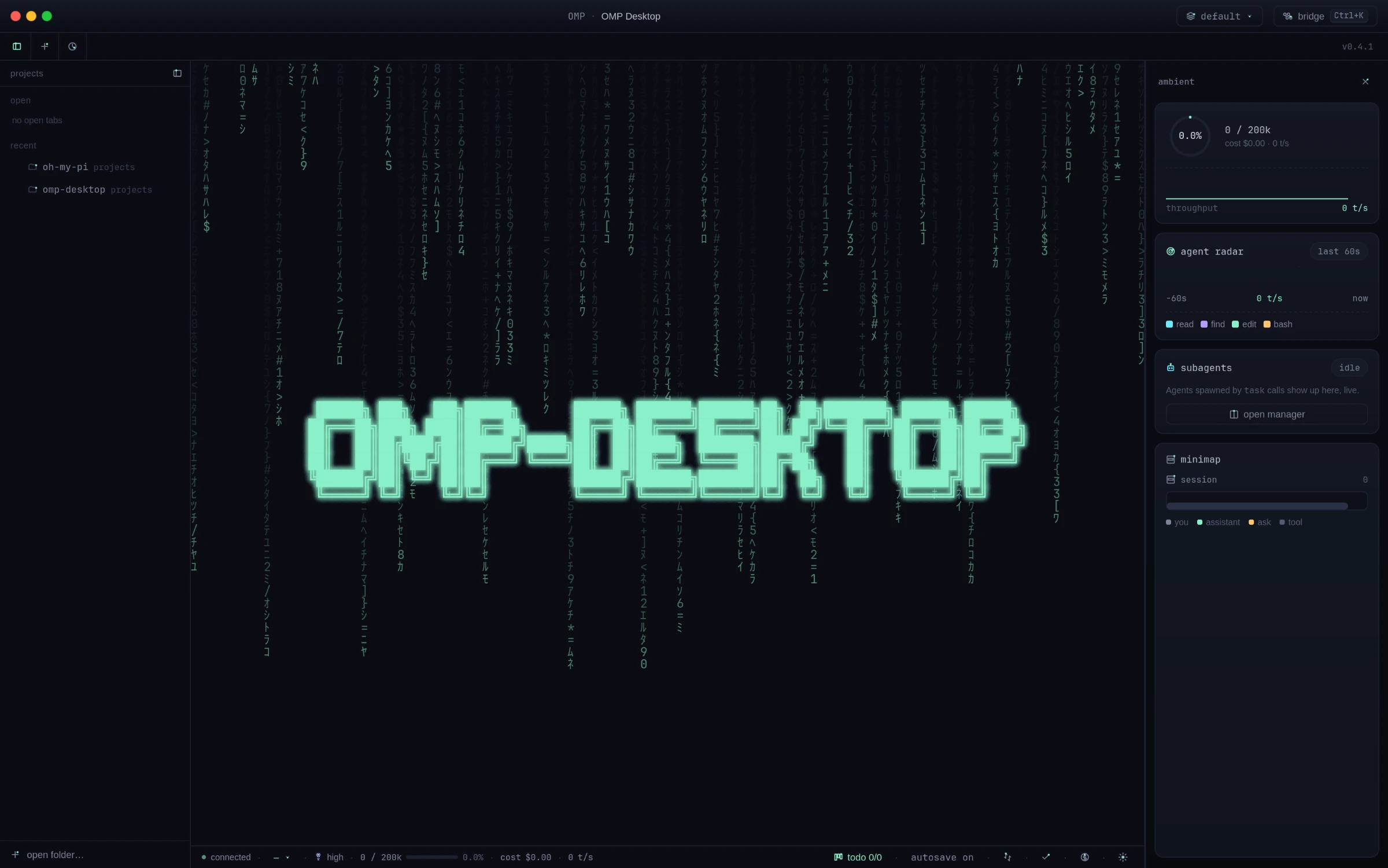 Welcome screen with recent projects in the sidebar