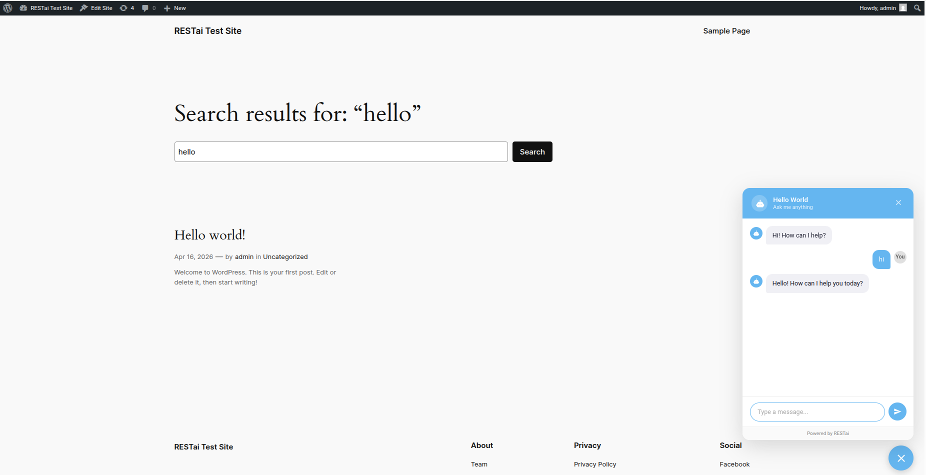 WordPress plugin front-end