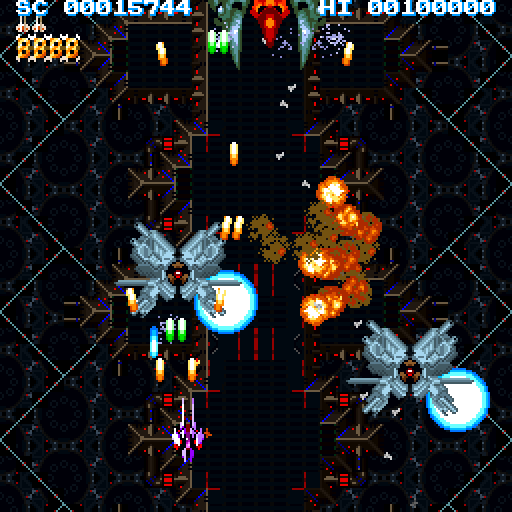 Cho Ren Sha 68k: Schmetterlingsjäger in Stage 1 des Amiga-Ports