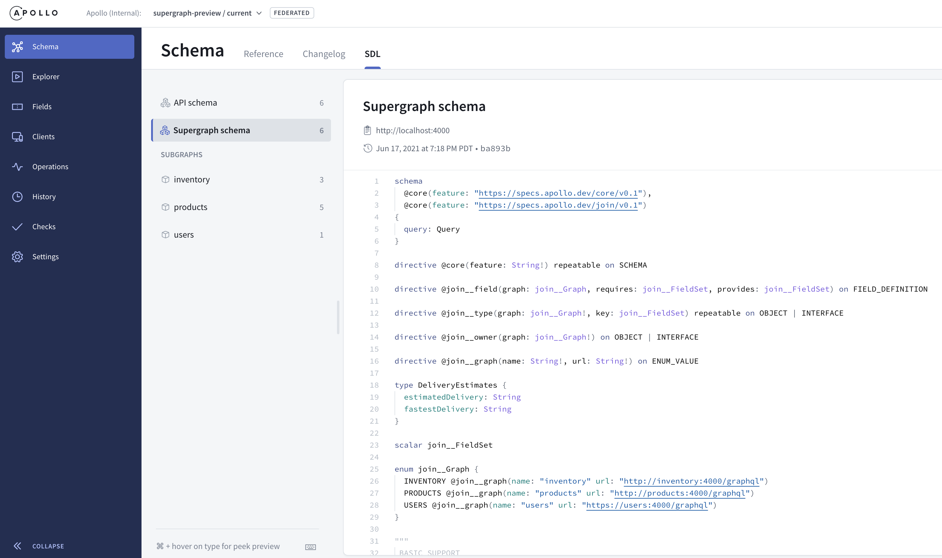 Federated Graph in Apollo Studio