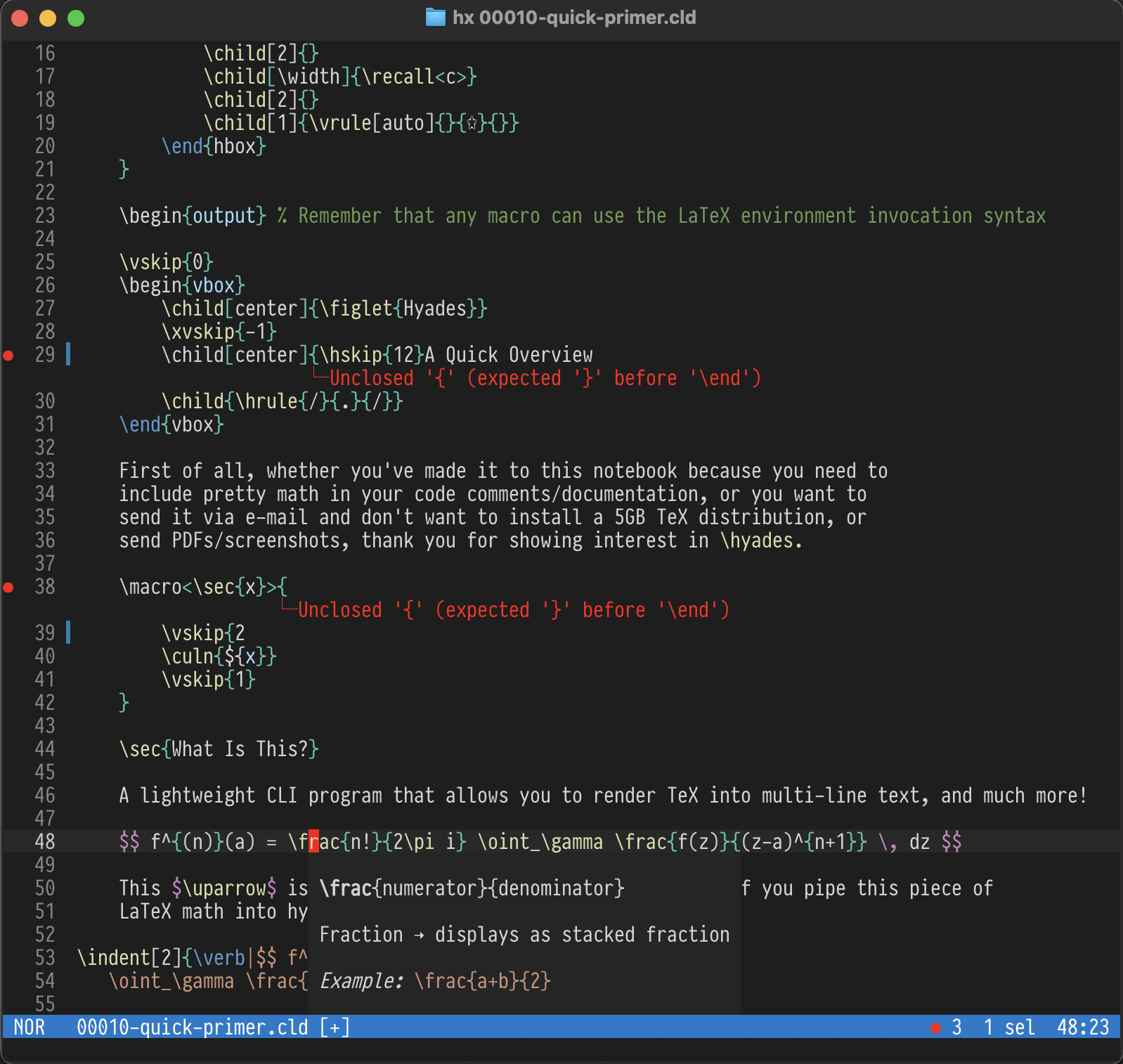 Hyades in Helix on MacOS