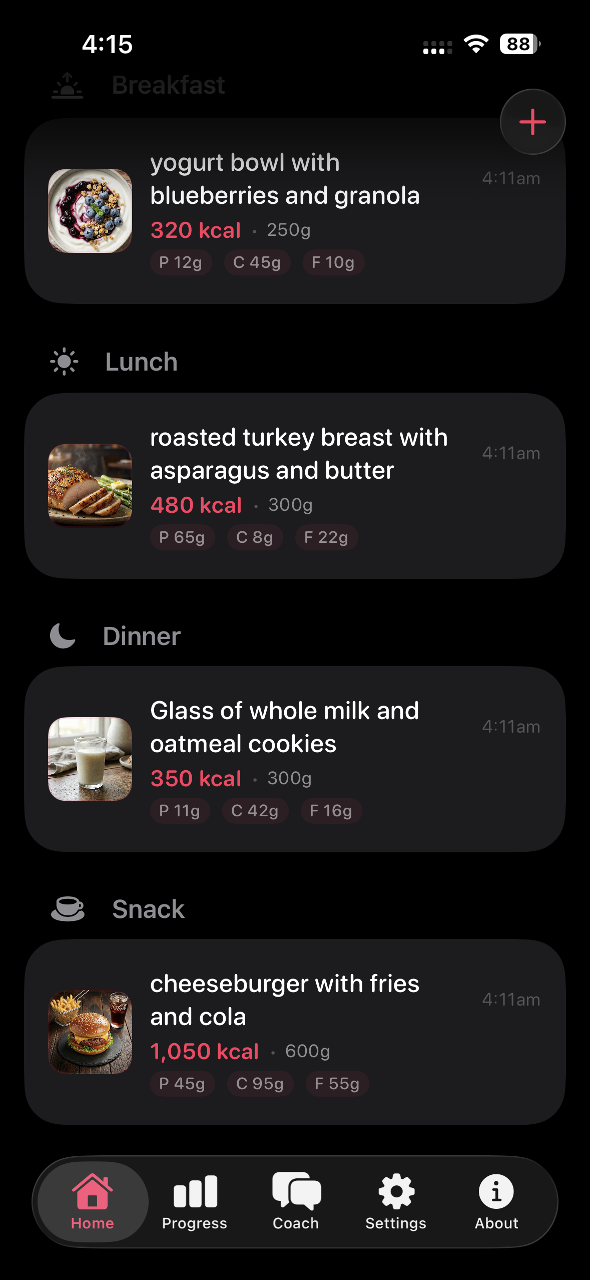 Meals log