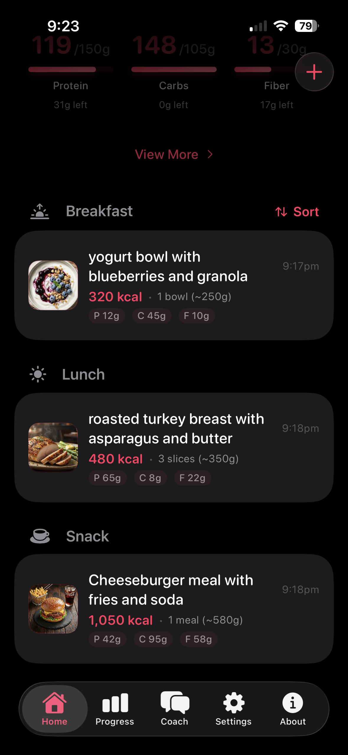 Meals log