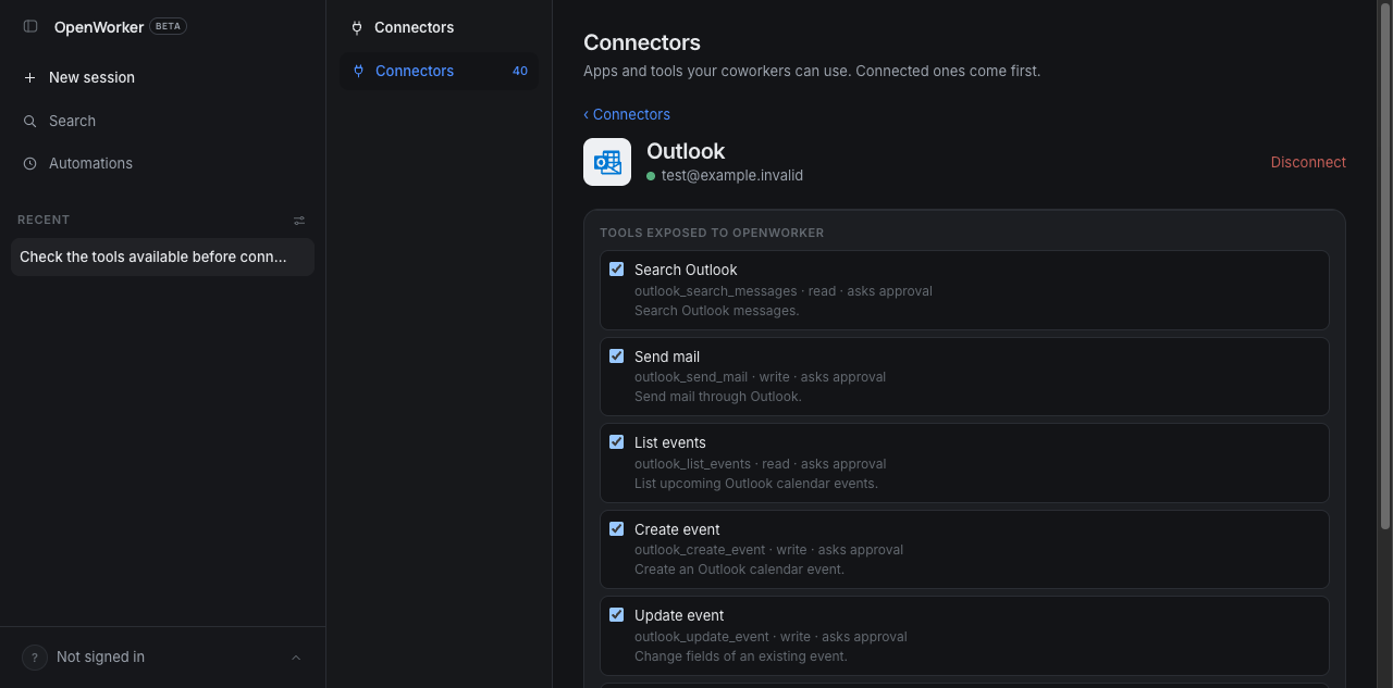 Outlook connected with Search Outlook enabled