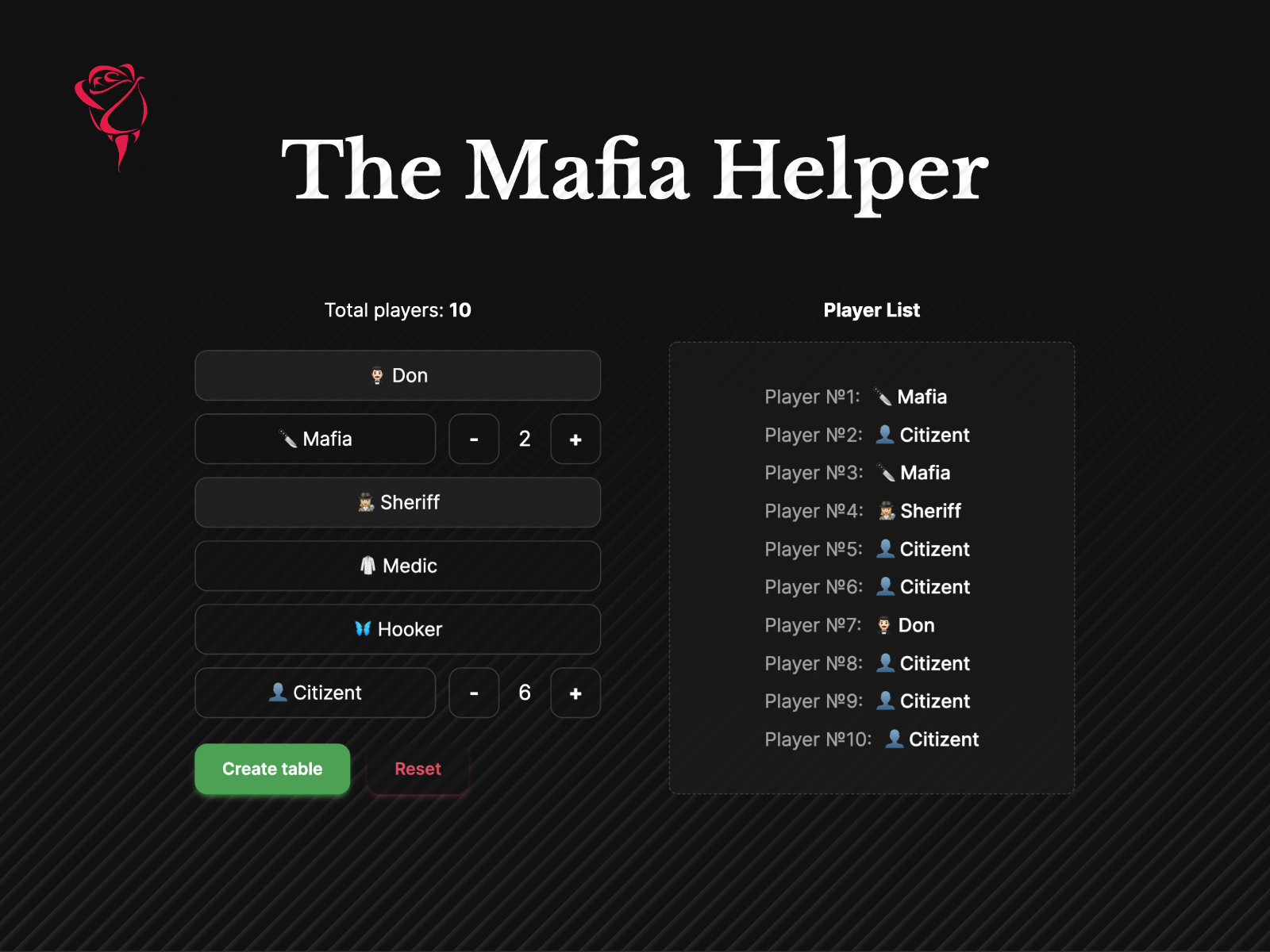 GitHub - apostlekotov/mafia-helper: Web App to accompany the game mafia