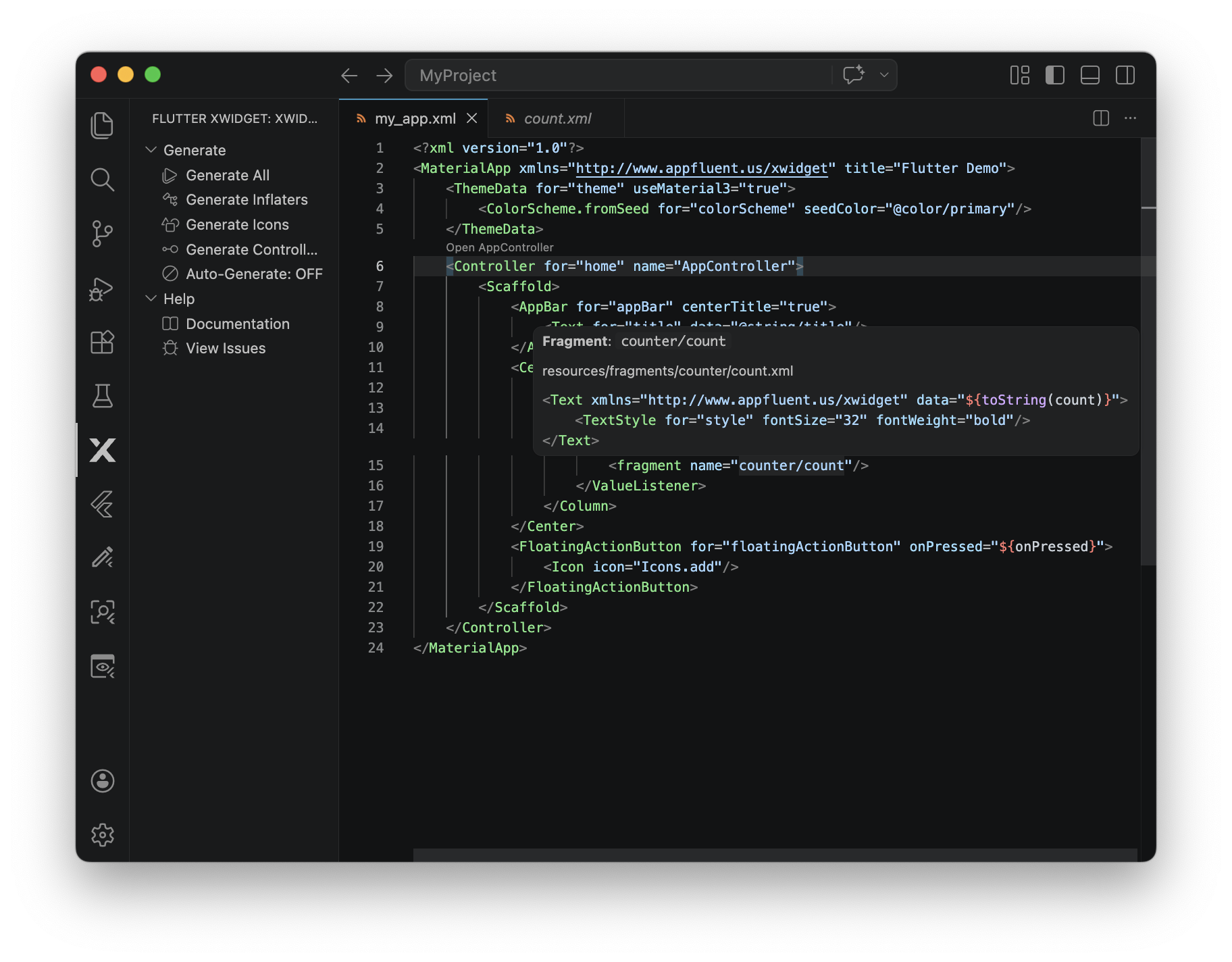 Fragment preview on hover