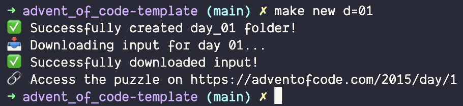 Output from running make new day=01
