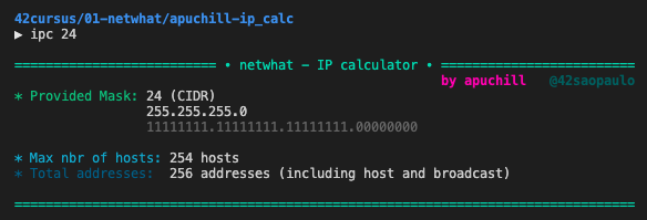 Program printscreen - CIDR information