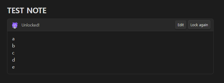 The note unlocked, content rendered inline