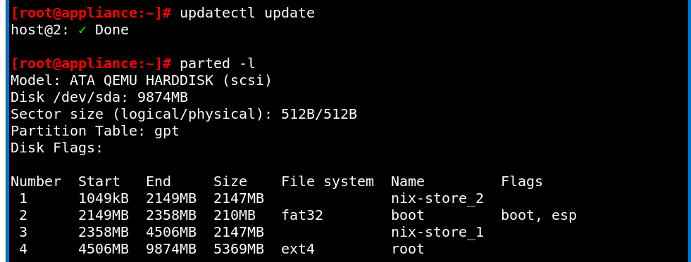 Partition B has been filled with the content of update