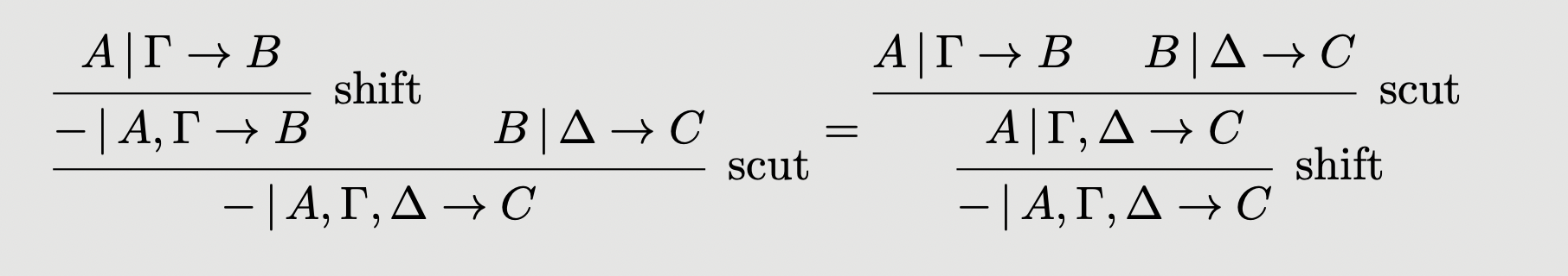 Example of an equation imposed on the sequent calculus of skew multicategories