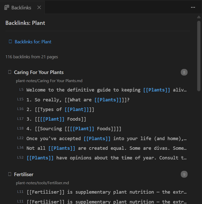 AS Notes backlinks panel