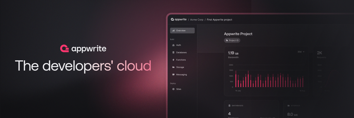 Appwrite banner, with logo and text saying 