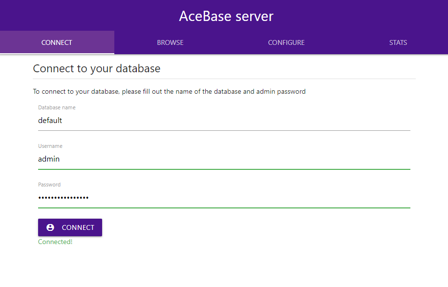 AceBase server webmanager