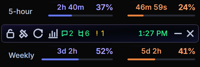 Collapsed widget with both limit bands