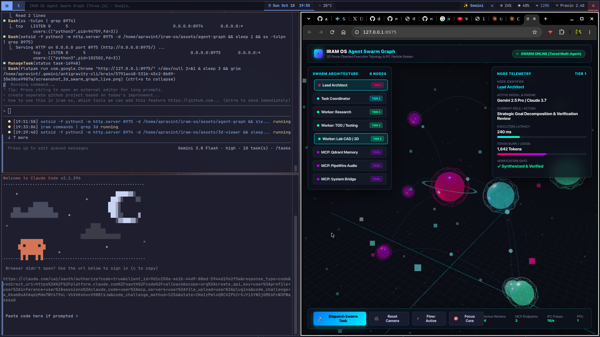 3D Agent Swarm Graph