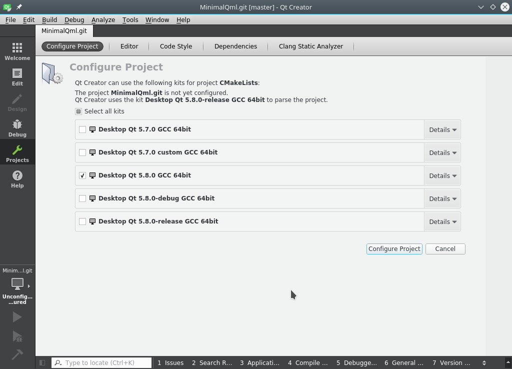 Selecting Qt Frameworks