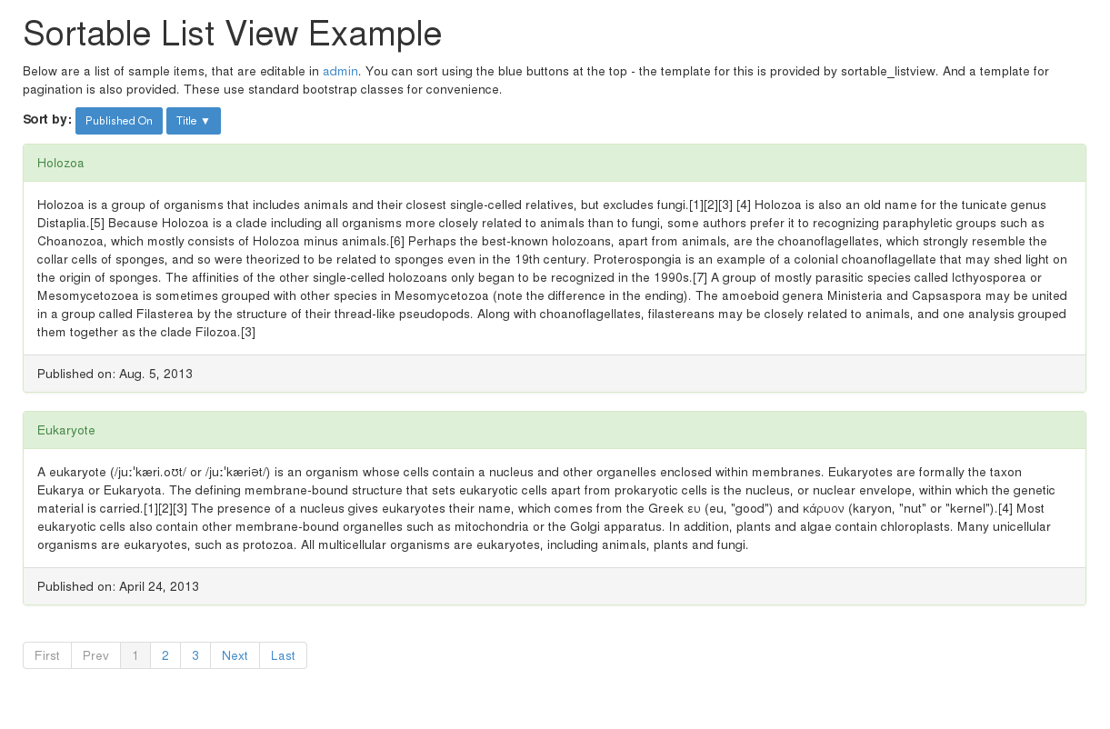 Django Sortable Listview