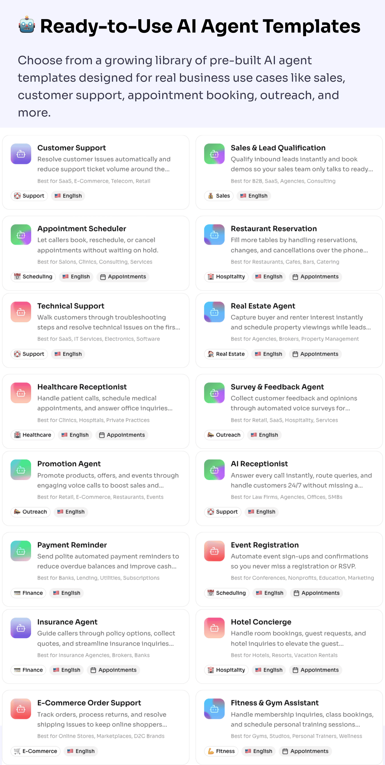 Feature: Ready-to-use AI Agent Templates