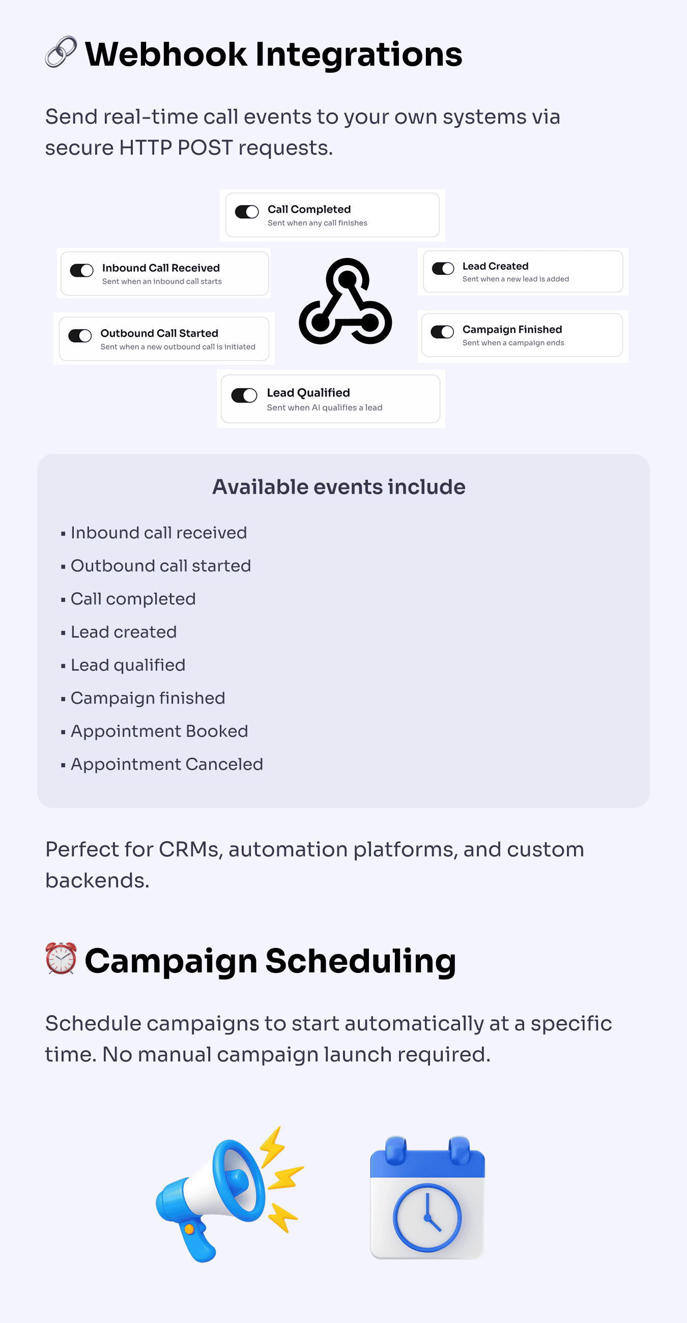 Feature: Webhook Integrations, Campaign Scheduling