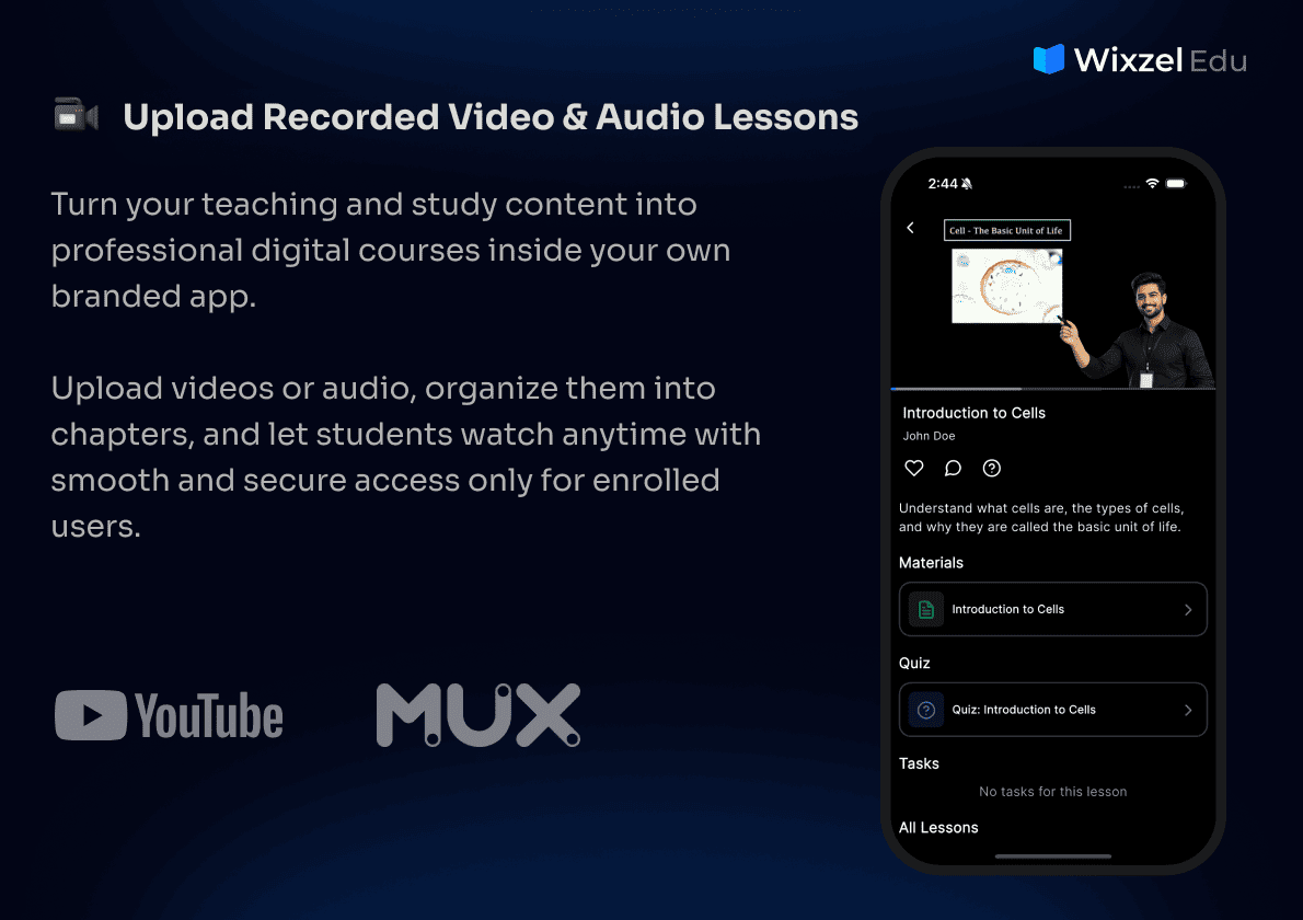 Lesson and Video Player Screen