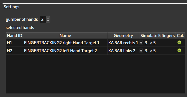 Figure: DTRACK3 Fingertracking administration dialog