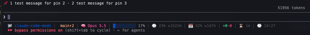 Two pins in one row above the prompt