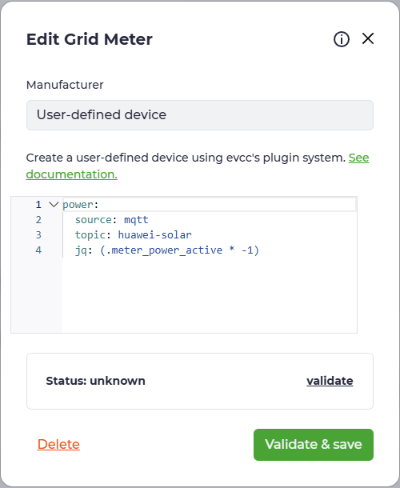 EVCC Grid Meter Config