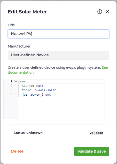 EVCC Solar Meter Config
