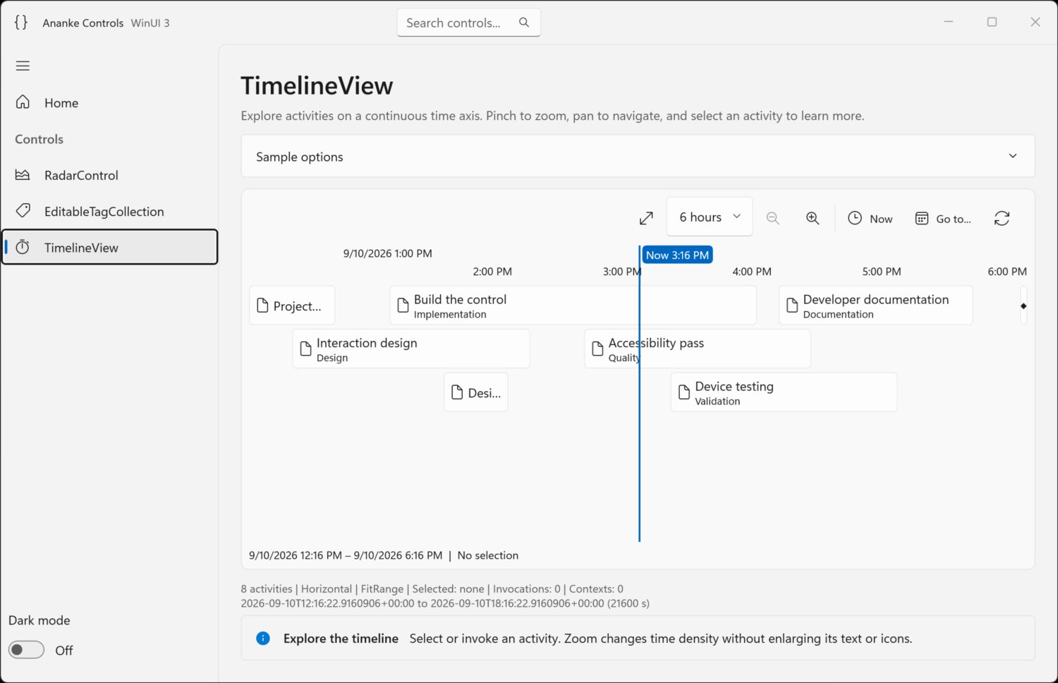 TimelineView in the Ananke control catalog