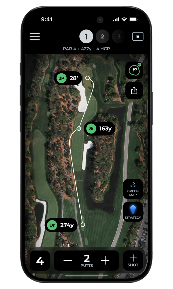 Arccos app live hole view during a round