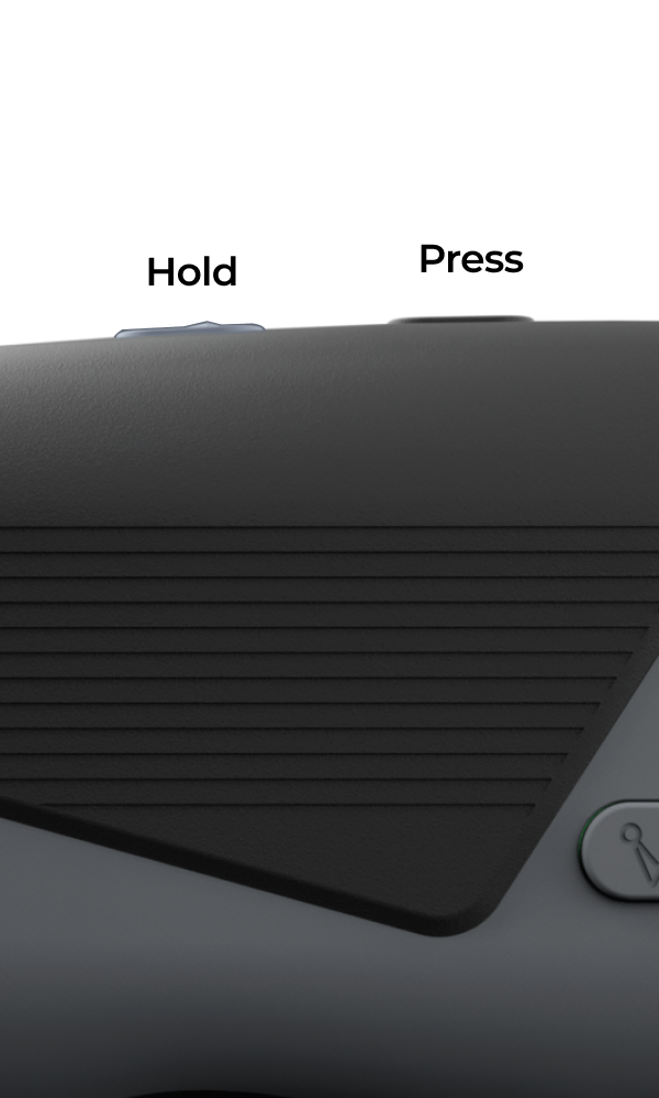 Smart Laser top housing showing the Hold and Press buttons