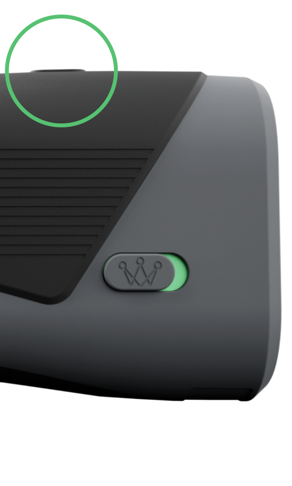 Smart Laser device with the Settings/Mode button highlighted