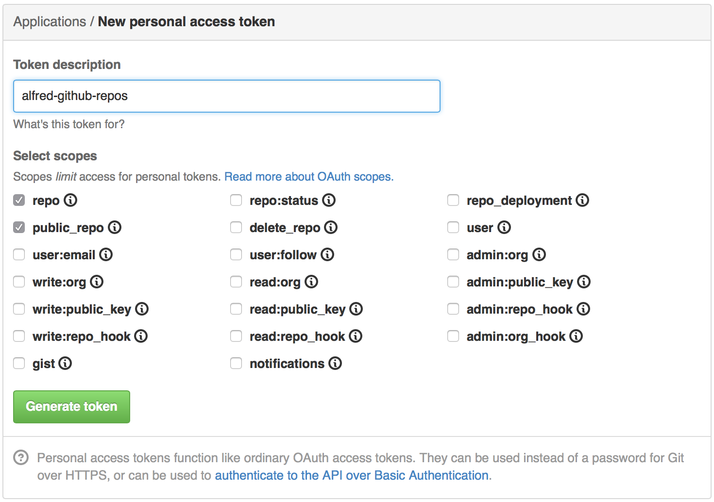 Howto create access token