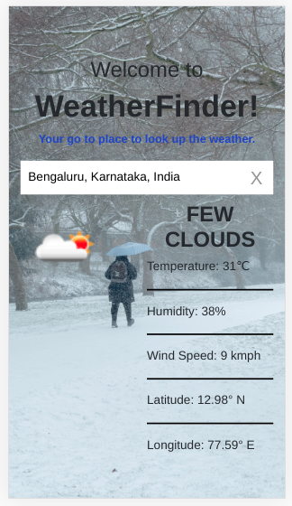 Mobile view of weather data
