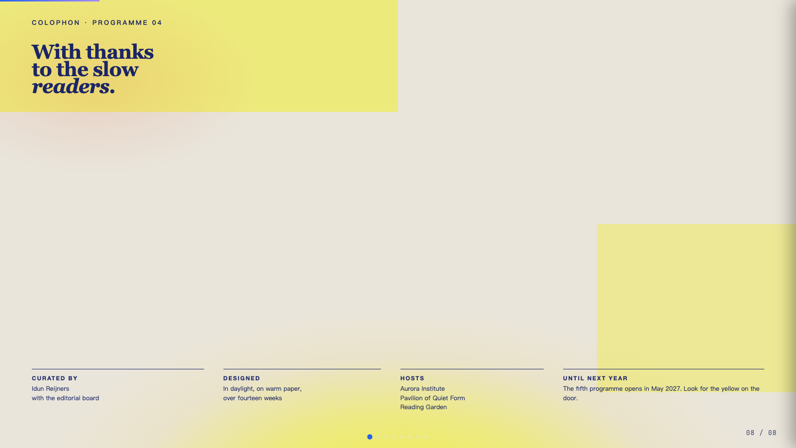 Biennale Yellow — later slide