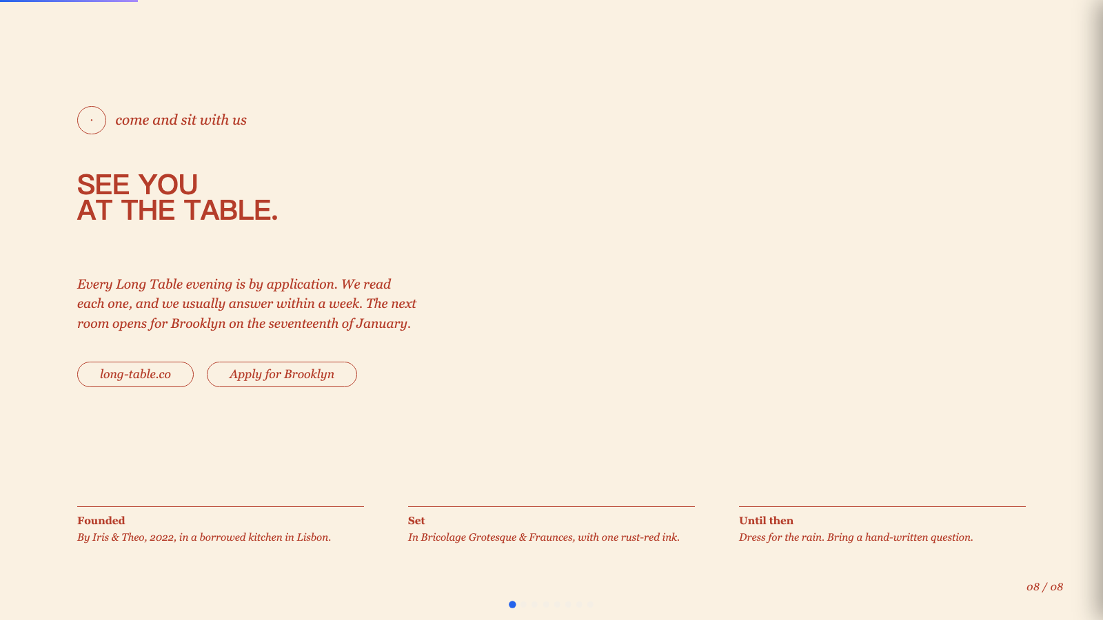 Long Table — later slide