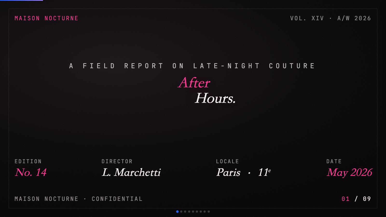 Pink Script — After Hours — cover slide