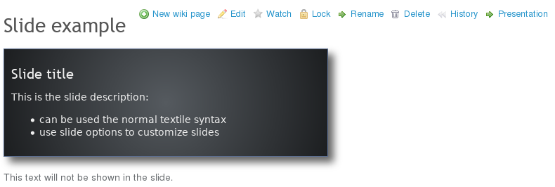 Wiki page with slide