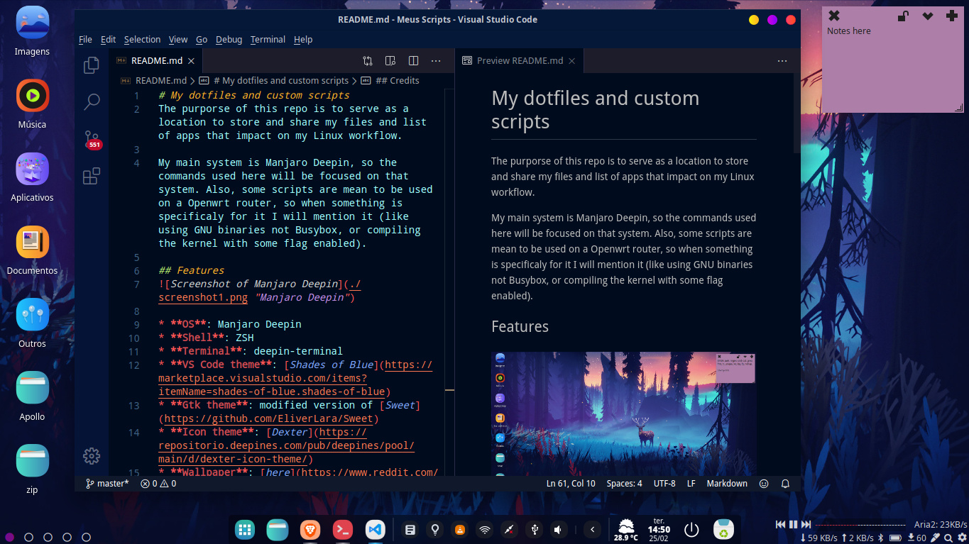 Screenshot of Manjaro Deepin